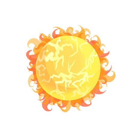 sun star. Collection of planets of solar system. Cartoon style vector illustration isolated on white background. Space galaxy background cartoon universe elements, cosmos dust sceneのイラスト素材