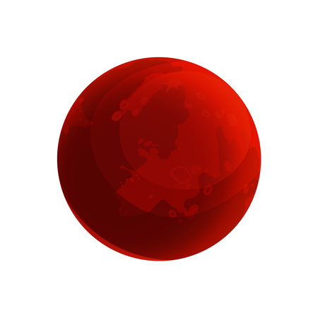 Mars red planet. Collection of planets of solar system. Cartoon style vector illustration isolated on white background.のイラスト素材