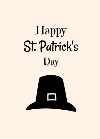 Saint Patrick's Day, or the Feast of Saint Patrick, minimalistic Invitation Card Design with hat. Happy St Patrick's Day. Greeting holiday design, invitation template, posterのイラスト素材