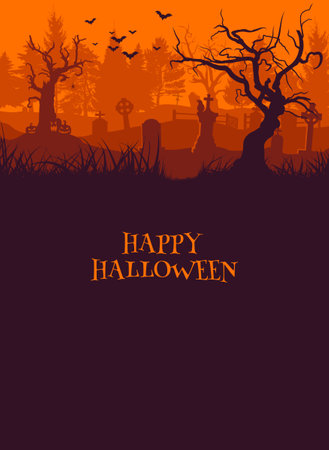 Old cemetery halloween background posterのイラスト素材
