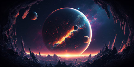 Planet, Deep Space Background, Generative AIの素材