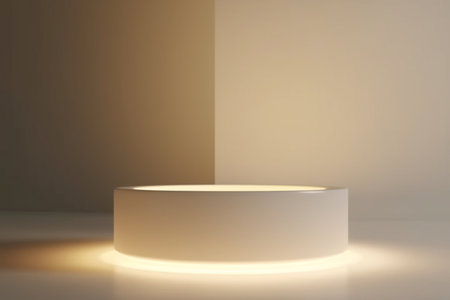 Premium white round Podium Stand. Generative AIの素材