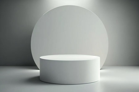 Premium white round Podium Stand. Generative AIの素材