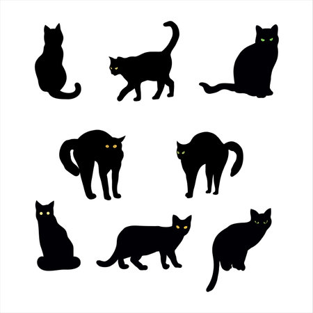 Black cats silhouette collection for Halloweenのイラスト素材