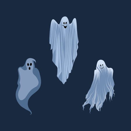 Spooky ghosts for halloween. Floating apparitionsのイラスト素材