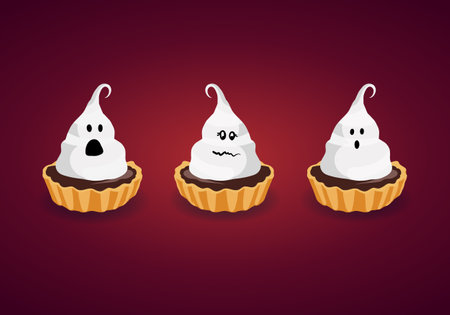 Tartlet, cupcake with ghost, snack for halloweenのイラスト素材