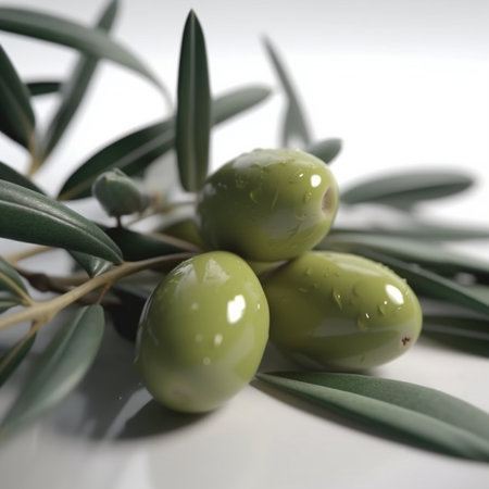 green olives on branch, Generated Aiの素材