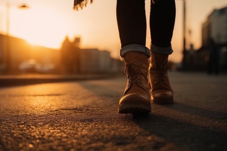 Business woman walk on road and start to success, Generative AIの素材