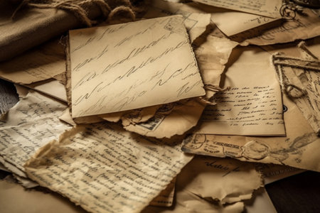 Vintage Handwritten Letters Texture Background. Generative AIの素材