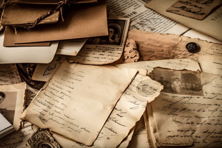 Vintage Handwritten Letters Texture Background. Generative AIの素材