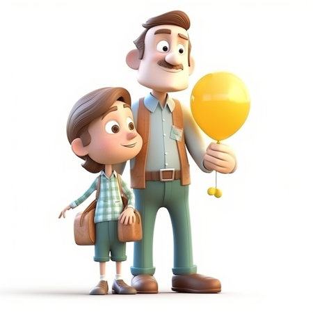 Father with son 3d illustration, fathers day concept. Generative AIの素材