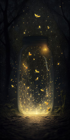 Enchanted forest magical butterflies, fairy vertical background wallpaper, Generated Aiの素材
