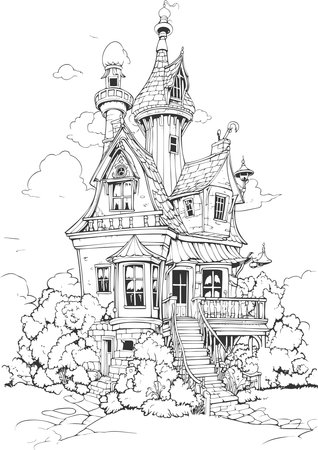Enchanted Realm, Princess Coloring Book pagesのイラスト素材