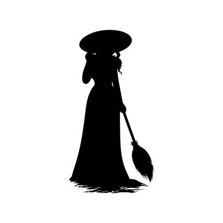 Witch silhouette halloween element clip art iconのイラスト素材