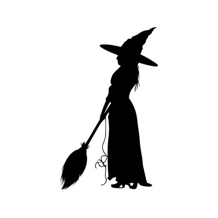 Witch silhouette halloween element clip art iconのイラスト素材