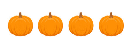 Pumpkin collection, design element for Halloween. Vector illustration isolated from background. Cartoon, flat set of various orange pumpkinsのイラスト素材