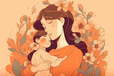 Happy Mothers day, Greeting card. Generative AIの素材