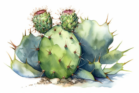 Cactus watercolour botanical illustration, Generative AIの素材