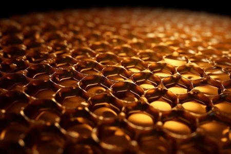Beehive honeycomb orange background, Generative AIの素材