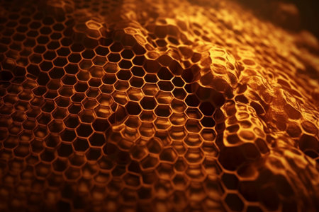 Beehive honeycomb orange background, Generative AIの素材