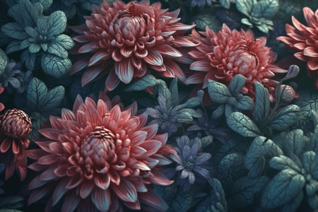 Enchanted flowers magical floral background, Generative AIの素材