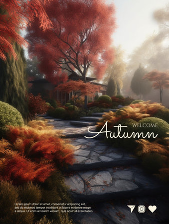 Season banner. Autumn. Genereted Aiの素材