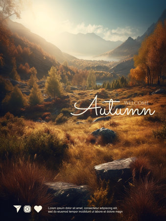Season banner. Autumn. Genereted Aiの素材
