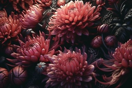 Enchanted flowers magical floral background, Generative AIの素材