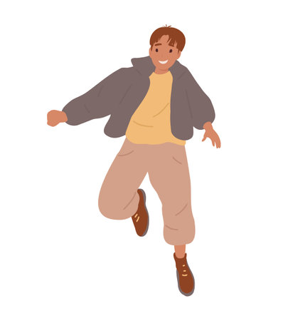 Happy laughing jumping young manのイラスト素材