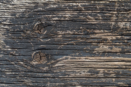 Old wooden background textured surface with peeling black paint. Abstract textureの写真素材