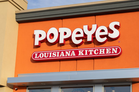 Ottawa, Canada -May 2, 2021: Popeyes chicken fast food restaurant, Louisiana kitchenのeditorial素材