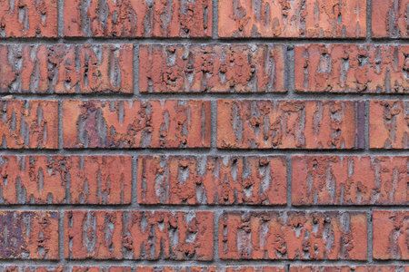 Old red brick wall close up textured background.の写真素材