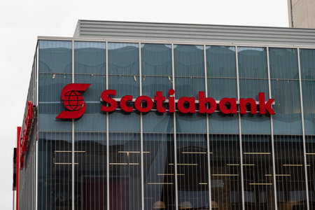 Ottawa, Canada - January 23, 2023: Scotiabank bank in downtown of Ottawa city
