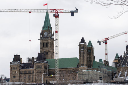 Ottawa, Canada - January 23, 2023: Parliament building under renovationのeditorial素材