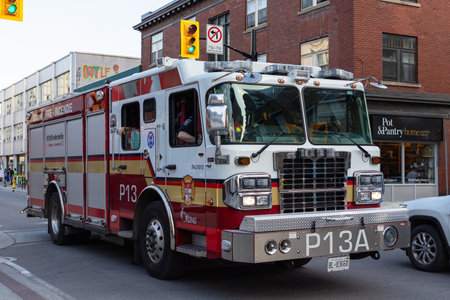 Fire engine on the road in downtown - Ottawa, Canada - May 16, 2024