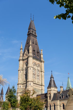 West block of Canadian Parliament on Parliament Hill in Ottawa, Canada. House of Commonsの写真素材