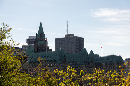 Confederation Building in Ottawa. Canadian capital city view in autumn season on a sunny dayの写真素材