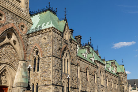 Parliament Hill, East Block building with Canadian flag in Ottawa, Canada.の写真素材