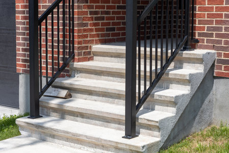 Entrance steps and porch of residential houseの写真素材
