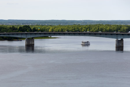 Ottawa, Canada - June 13, 2025: Ottawa River and Macdonald-Cartier Bridge between Ontario and...