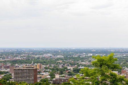 Montreal, Canada - July 5, 2025: Residential high rise buildings in Montreal suburbs. City landscape with green trees and apartments in summer seasonのeditorial素材