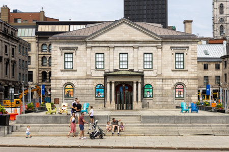 Montreal, Canada - July 4, 2025: Pointe-a-Calliere Museum of Archaeology and History. Old Custom House in Place Royale, Old Montrealのeditorial素材