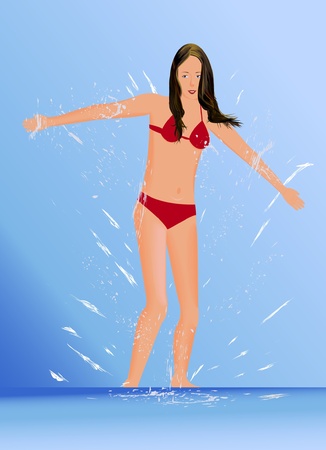 a girl in the waterのイラスト素材