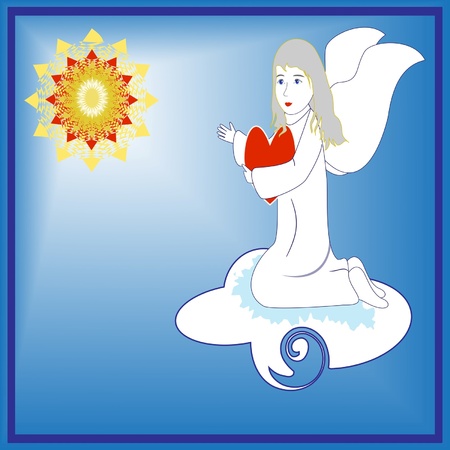 The angel keeping her heart in the armのイラスト素材