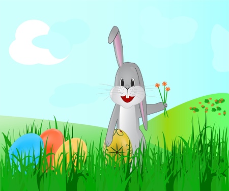 Ester bunny with eggsのイラスト素材