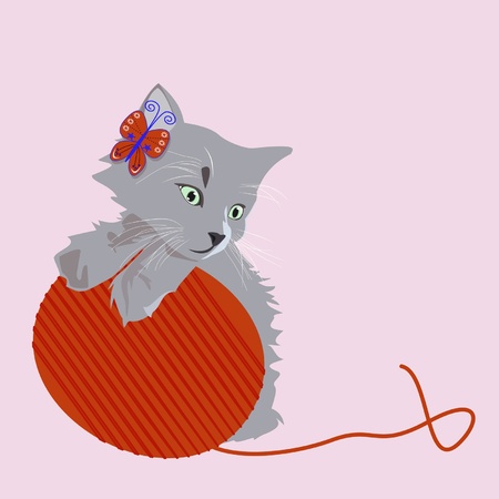 a little cat is playingのイラスト素材