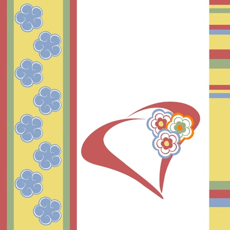 template of greeting card with heart and flowersのイラスト素材