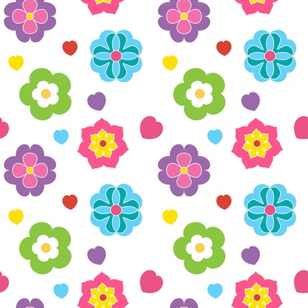 colorful flowers seamless patternのイラスト素材