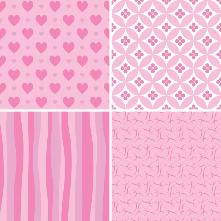 set of pink seamless patternsのイラスト素材