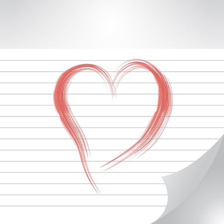 a realistic sheet of paper with grunge heartのイラスト素材